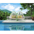 Outdoor Garden Wicker Bed Round Sunbed dengan Canopy